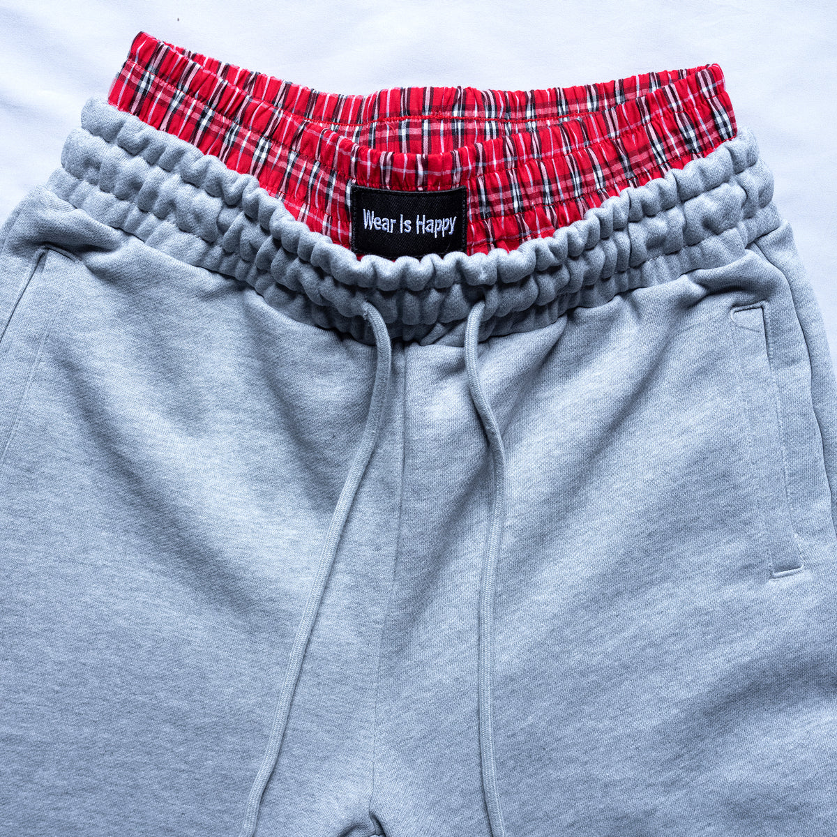 Double-Waisted Plaid Sweatpants