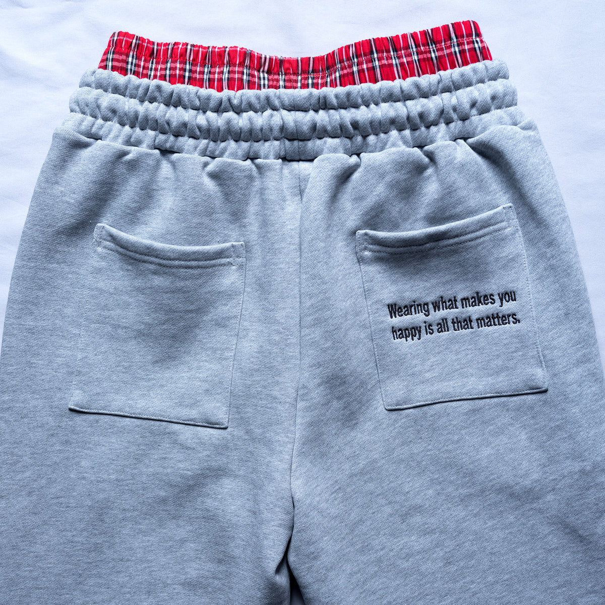 Double-Waisted Plaid Sweatpants