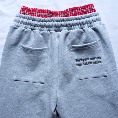 Double-Waisted Plaid Sweatpants
